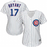 Women Chicago Cubs #17 Kris Bryant White Pinstripe New Cool Base Stitched Jersey JiaSu,baseball caps,new era cap wholesale,wholesale hats